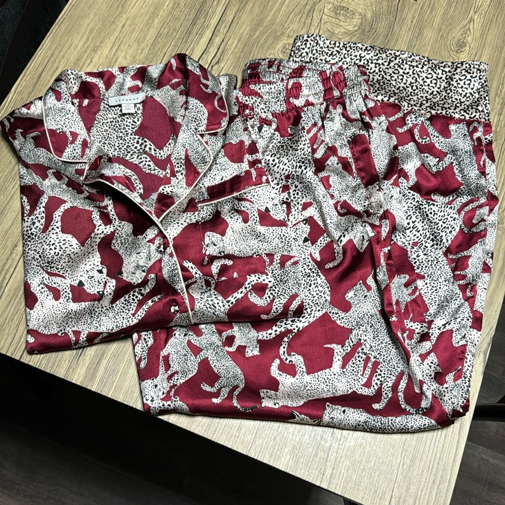 Topshop satin animal print pajamas set